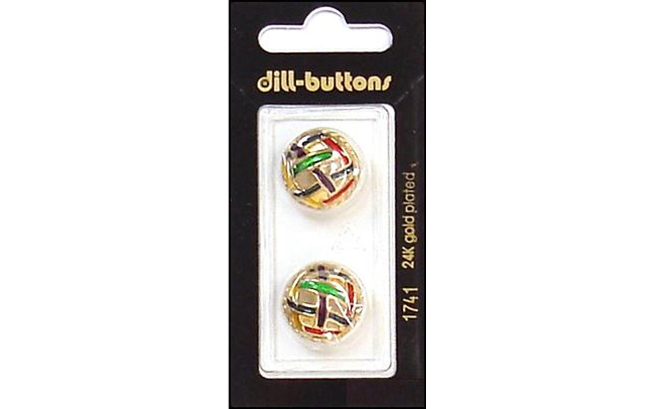 Dill Buttons 18mm 2pc Shank Enamel Gold Multi